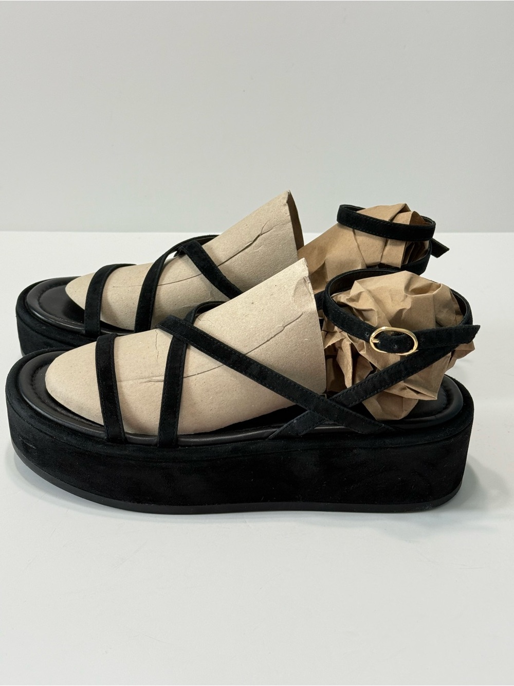 Stuart Weitzman Summerlift Suede Strappy Platform Sandals Open Toe Size 7.5